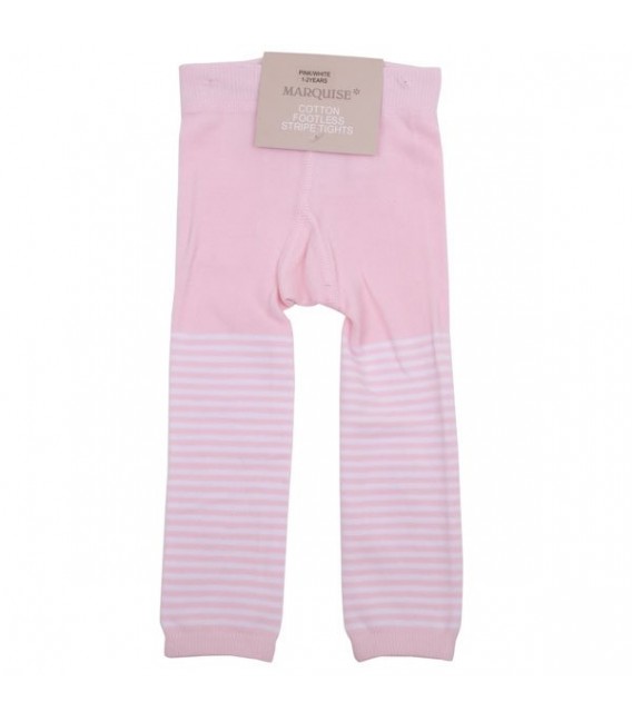 Marquise Girls Footless Cotton Leggings 'Pink & White Stripe' Sizes 0 to 3 yrs
