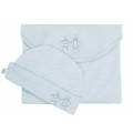 Merino Kids Cocooi Newborn Babywrap Swaddle & Beanie Set 'Turtle Dove, Grey' Size NB-3 mths