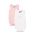 Marquise - 2pk Baby Bodysuit Singlets (Girls Pink/Butterfly)
