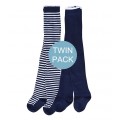 Marquise Cotton Tights Twin Pack (Navy & Navy Stripe)